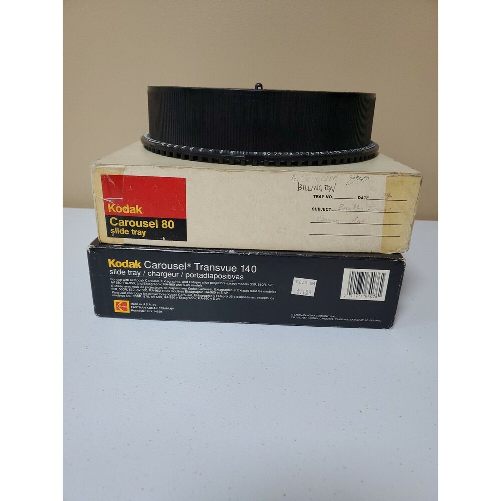 3 Kodak Carousel Slide Trays, a 140 In Original Factory Box, 2 80 slide 1 in box